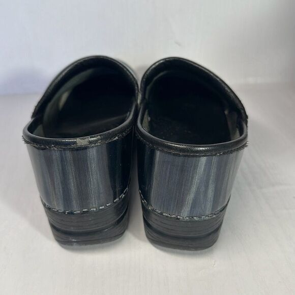 Dansko Womens Black Blue Leather Slipon mules Chunky Heel Clogs size 37 EU US - Picture 7 of 10